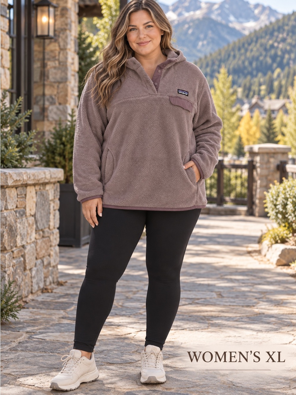 Patagonia Women's XL Dust Rose Henley Fleece Pullover Hoodie
